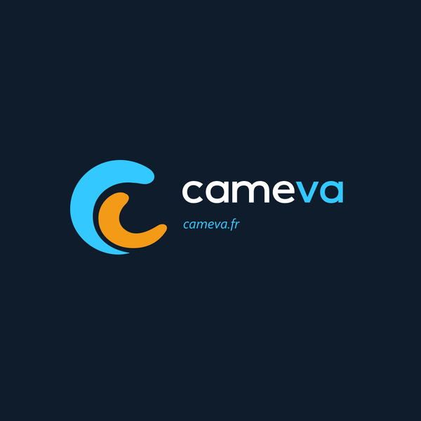 Logo CAMEVA : deux C imbriqués, l'un bleu, l'autre orange.